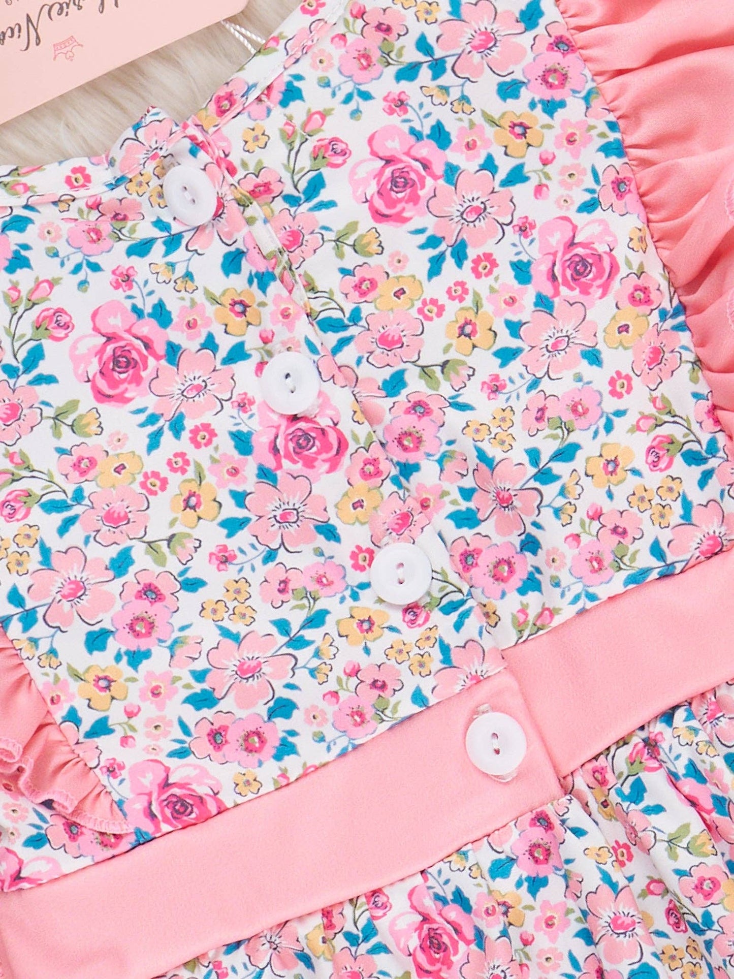 Coral Floral "I Love Mom" Smocked Outfit