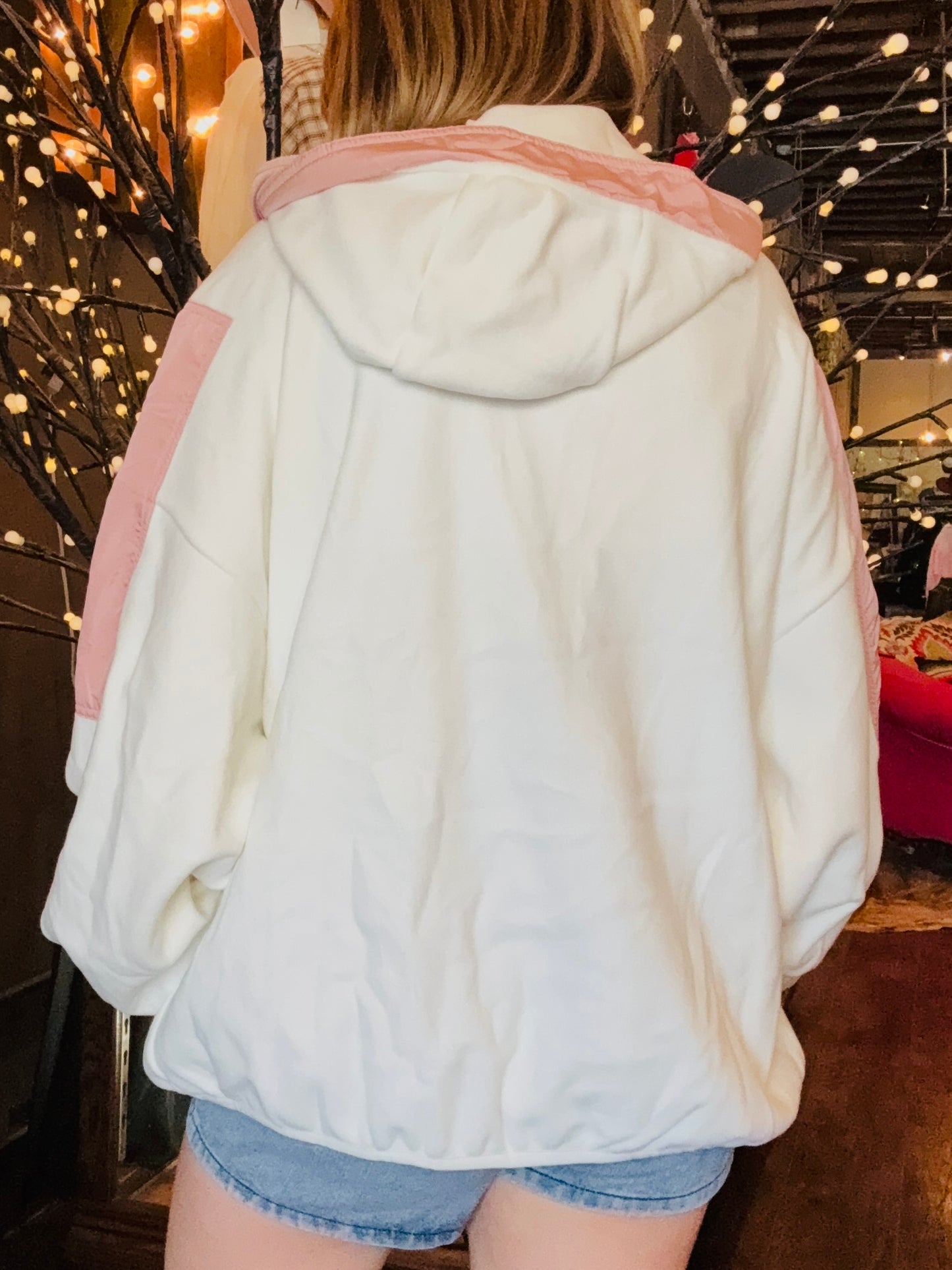 Colorblock Sherpa Lined Oversized Hoodie