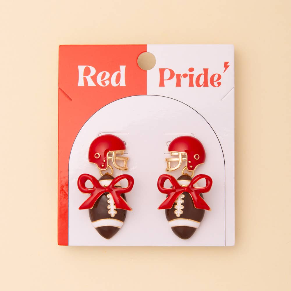 Enamel Football and Helmet Post Dangle Earrings