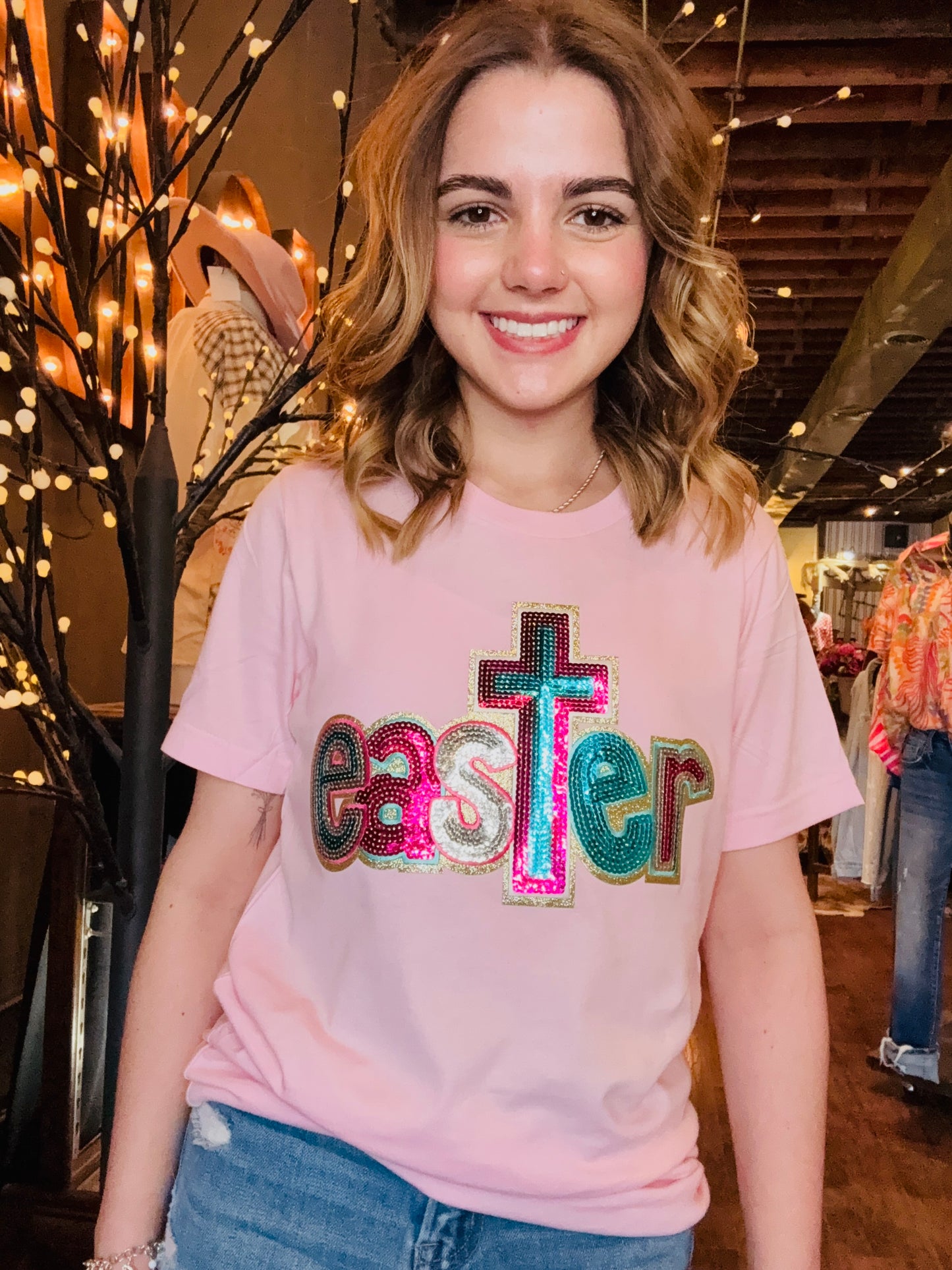 Pink Easter Patch Tee