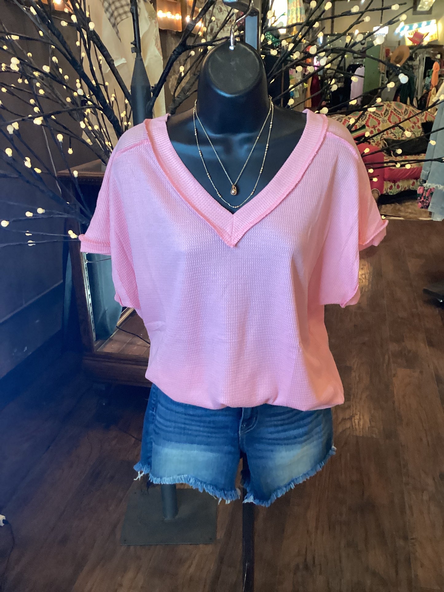 Lucy Light Pink Waffle Knit