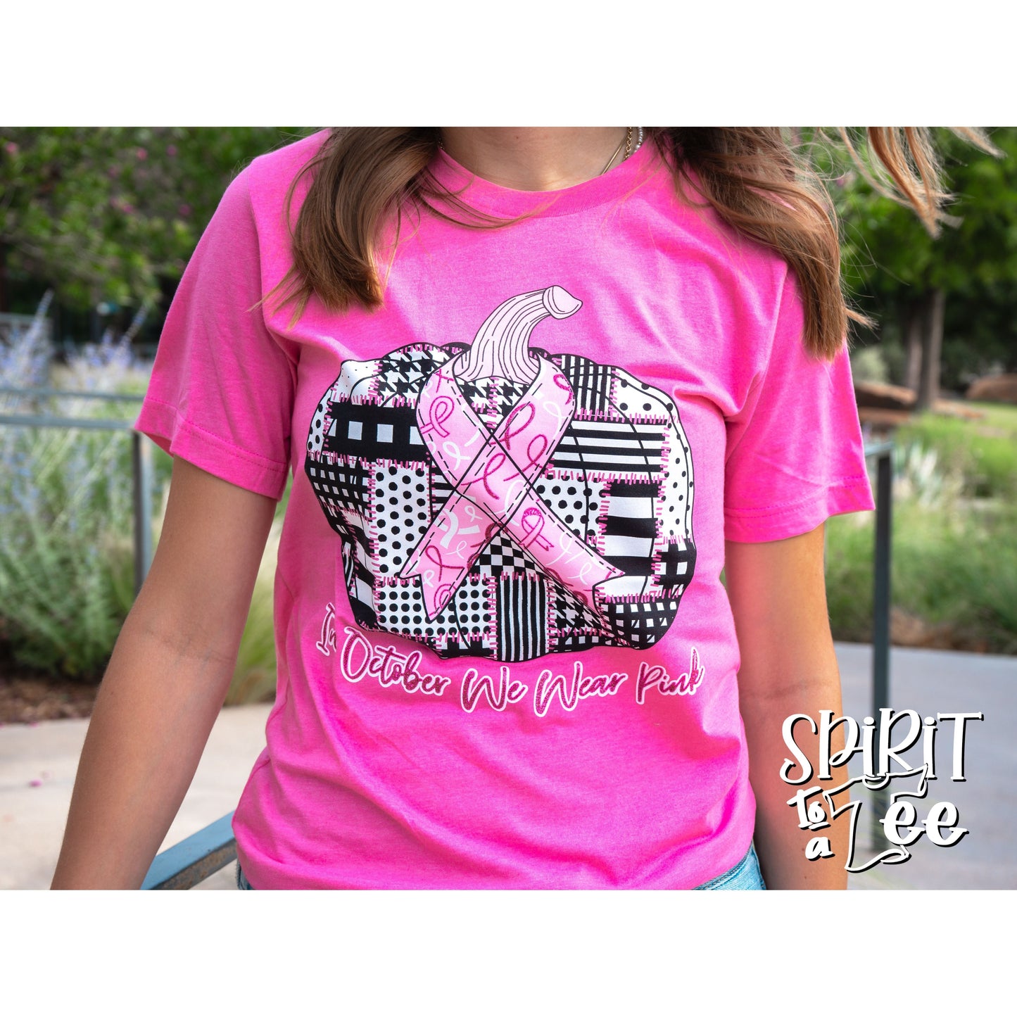 In October We Wear Patchwork Pumpkin - Cancer Tee