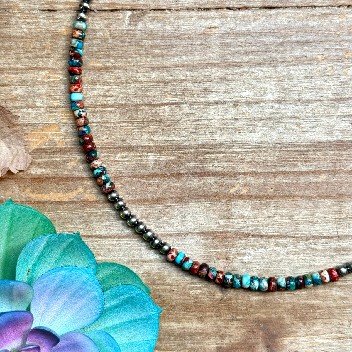 17” Blue & Pink Sea Sediment Necklace – Sterling Silver