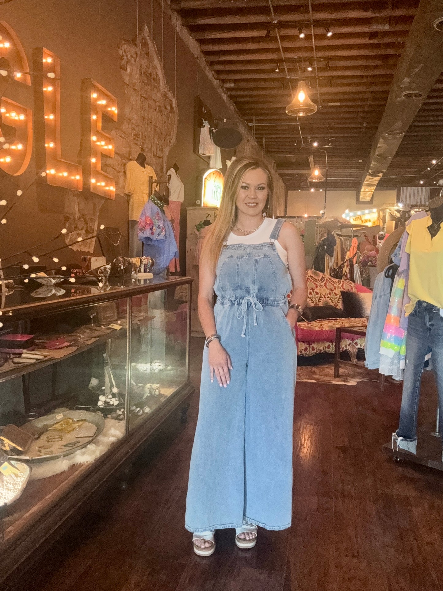 Denim Wide Leg Overall