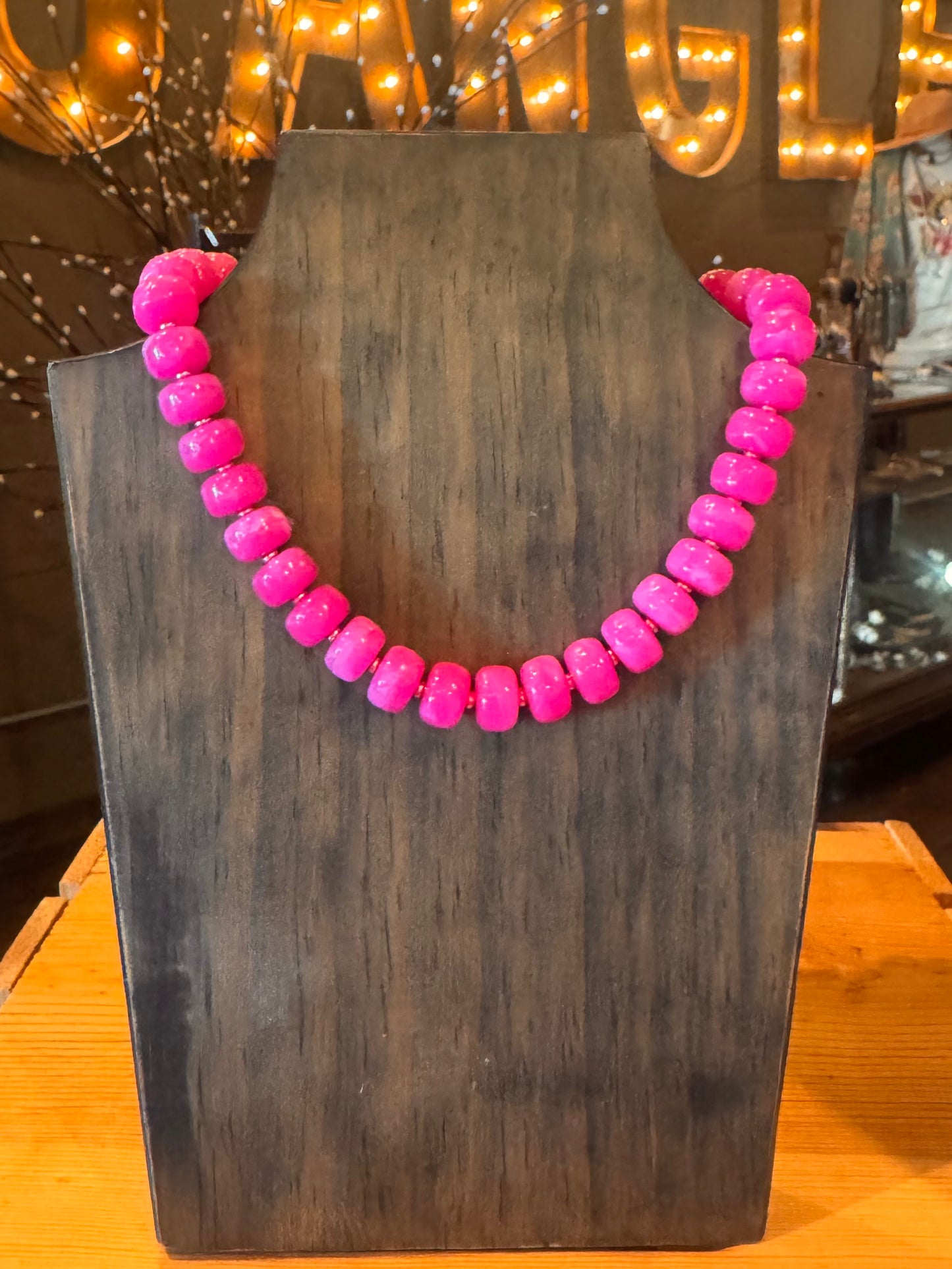 Fushia Beaded Necklace