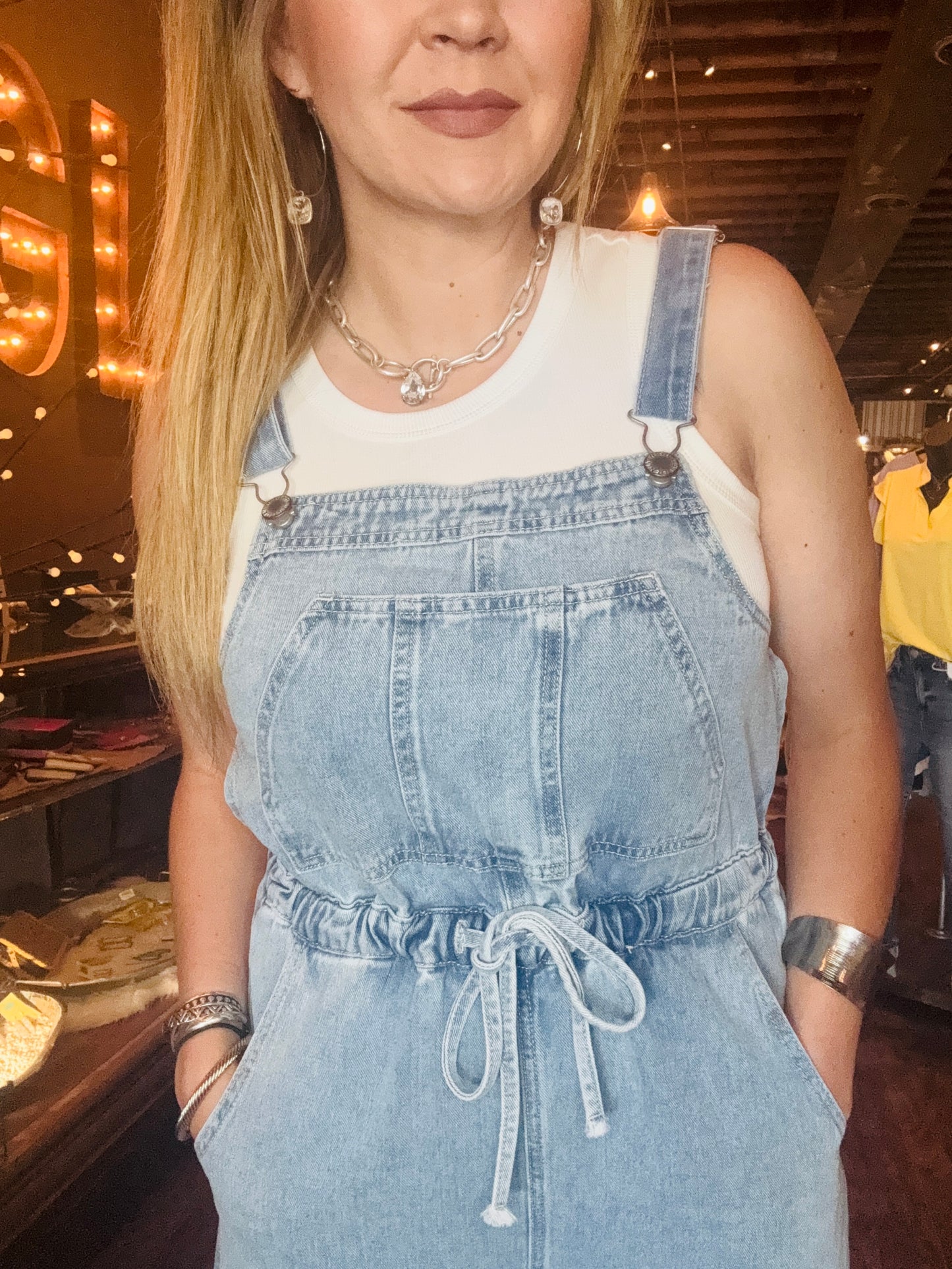 Denim Wide Leg Overall