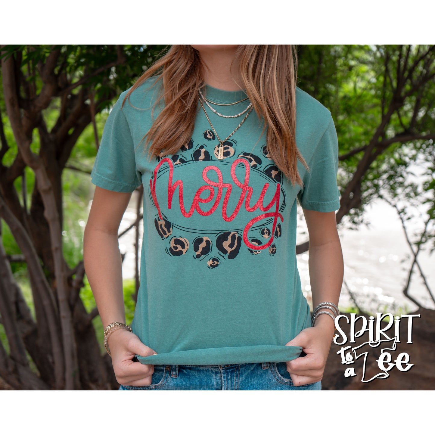 Merry Leopard - Comfort Colors Christmas Tee