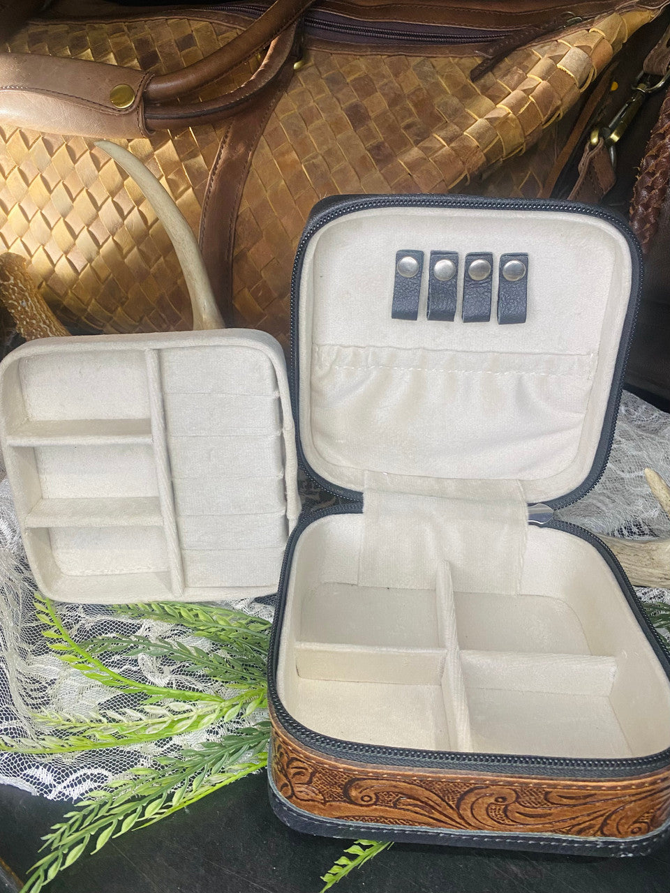 Leather Cowhide Jewelry Box