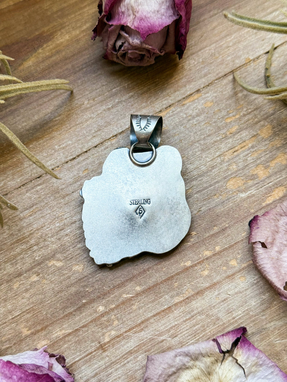 Sterling Silver Autumn Spiny Oyster Buffalo Pendant – Handmade by Artist Shay Pfeiffer