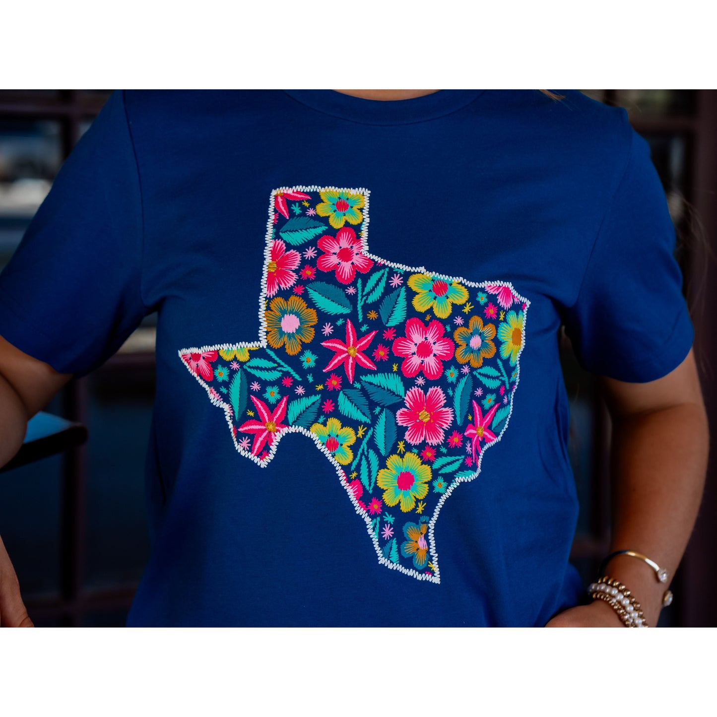 Texas Stitched Flower - Texas Tee
