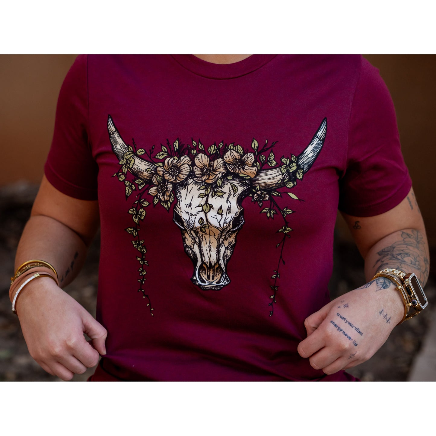 Skull with Greenery - Western Tee