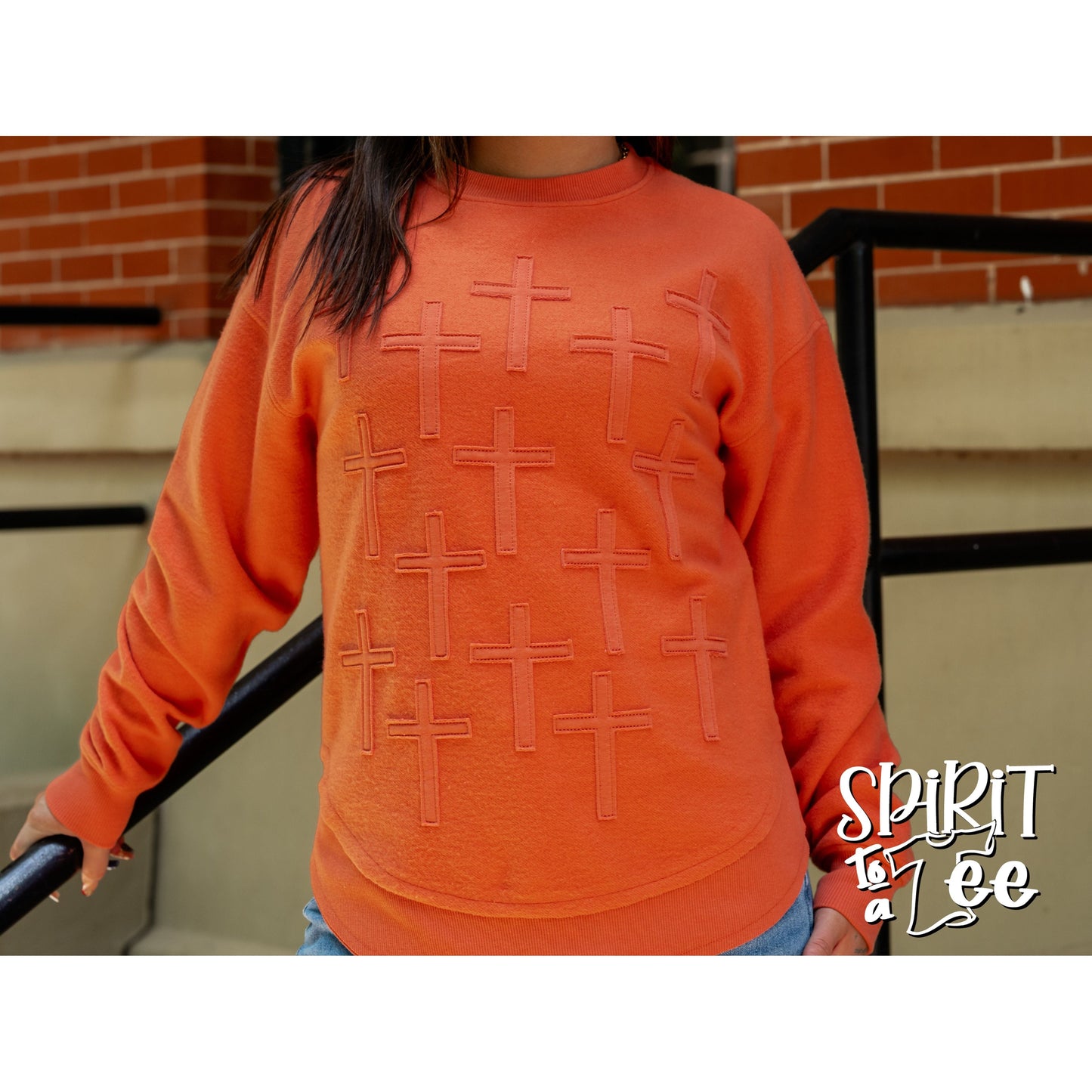 Cross Appliqued Poncho Sweatshirt - Singles