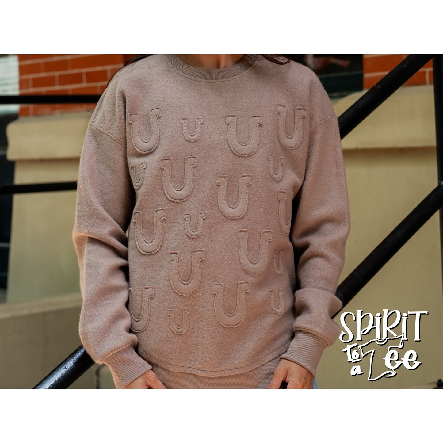 Horseshoe Appliqued Poncho Sweatshirt - Singles
