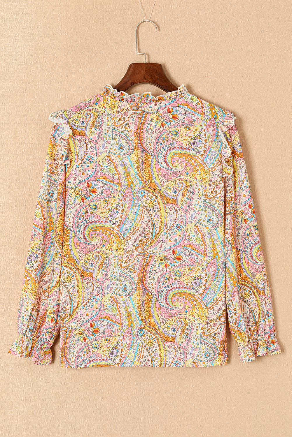 Paisley Ruffle Long Sleeve Shirt