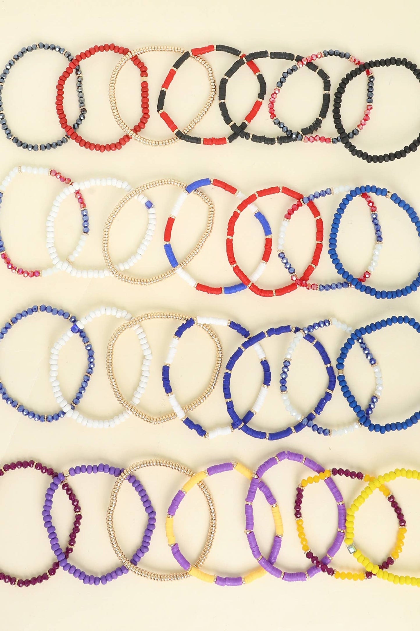 7 Pack Glass Beaded Stretch Bracelet Set