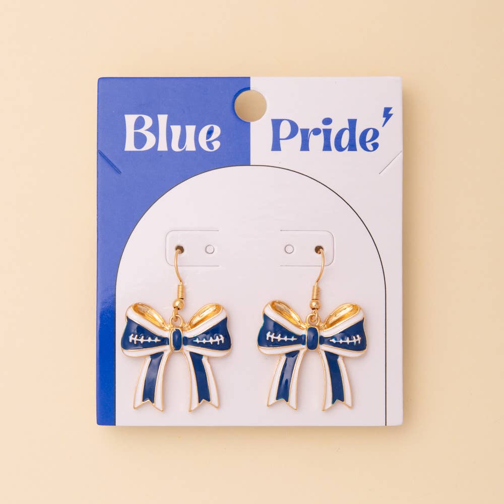 Game Day Enamel Chevron Bow Ribbon Dangle Earrings
