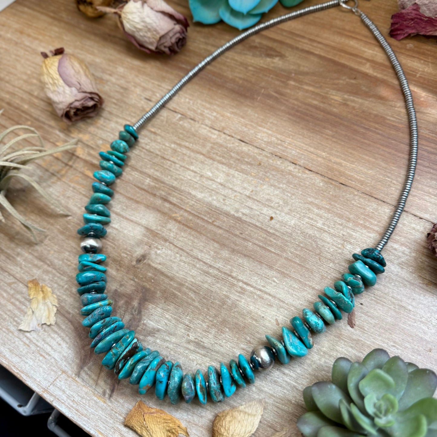 26 inch Graduated Blue Turquoise Statement Necklace