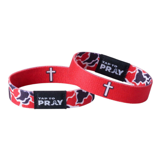Tap To Pray Wristband – Team Camo - Red & Black
