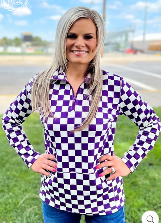 Purple/White Pep Rally Pullover