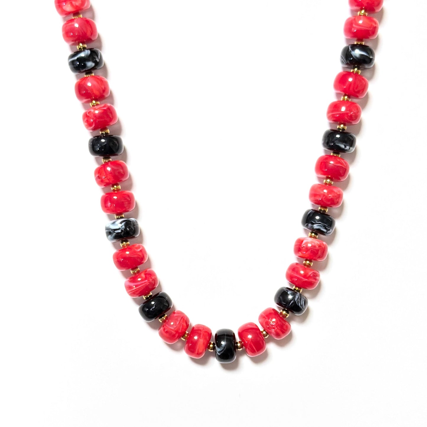 Game Day Marble Beaded Statement Necklace Waterproof