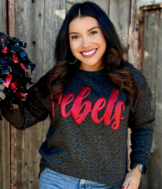 Metallic Puff on Leopard Sweatshirt