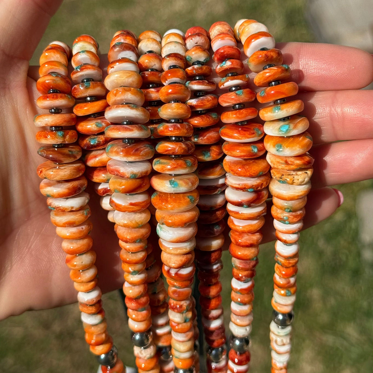 22” Orange & Turquoise Graduated Necklace