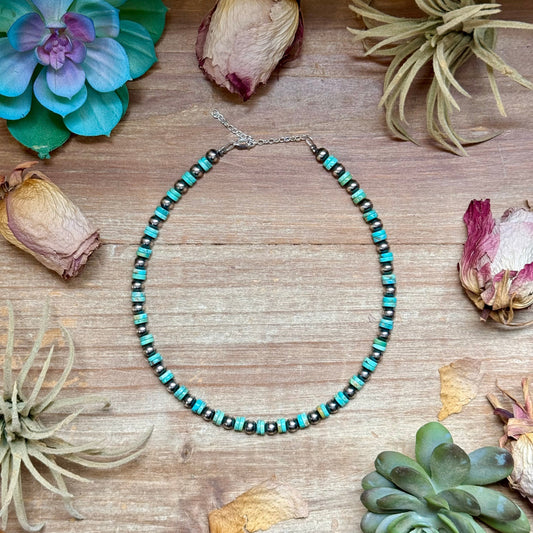 Sterling Silver Pearl & Heishi Choker – 14" + Extender – 6mm