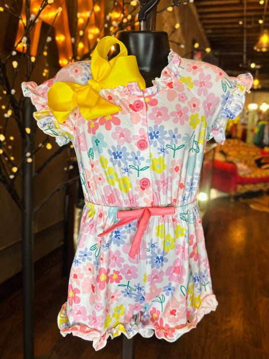 Floral Multi color Belted Romper