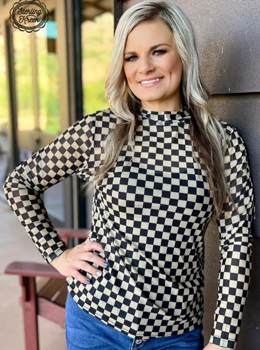 Black/White Mesh Top