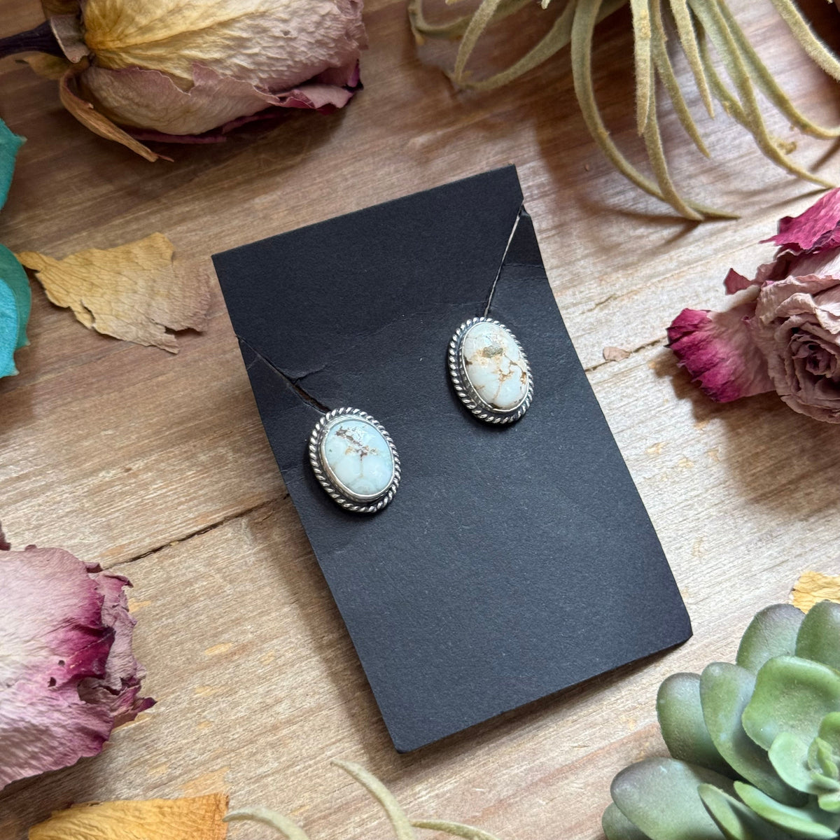 48 - Sterling Silver Dry Creek Turquoise Stud Earrings by Jason Ogg