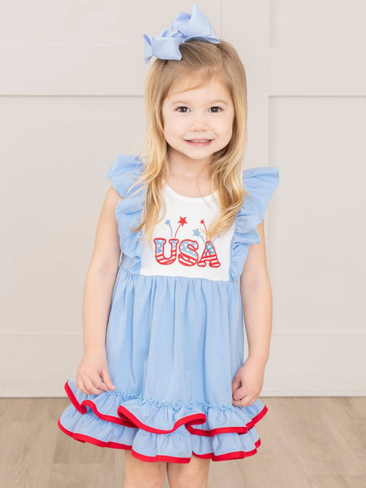 USA Sparklers Ruffle Dress