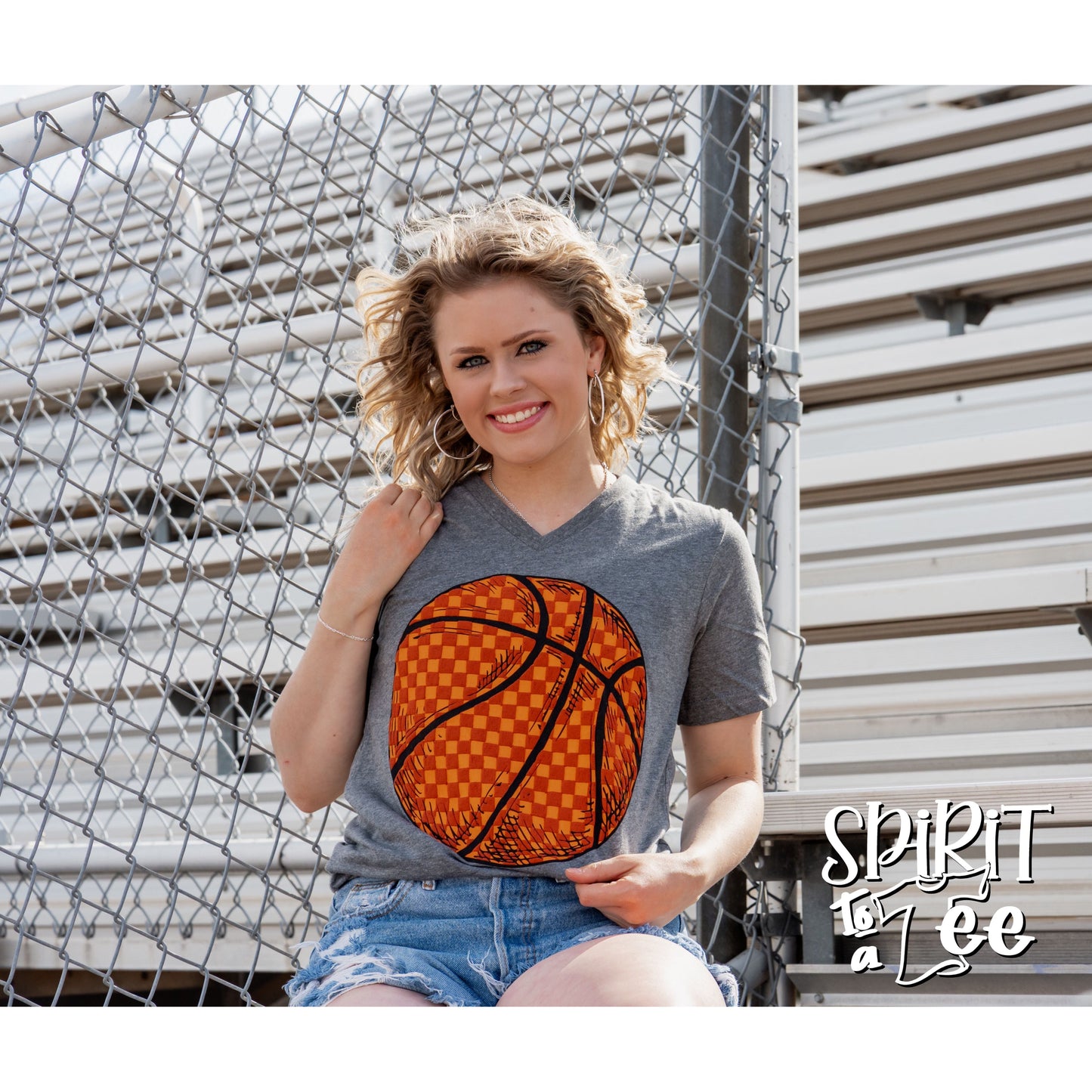 Basketball Checkered - V-Neck Basketball Tee