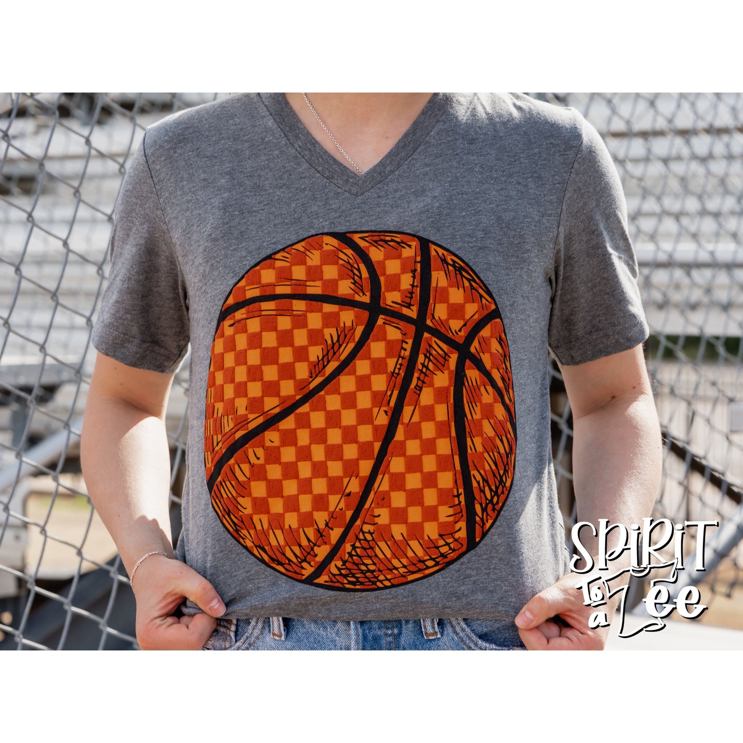 Basketball Checkered - V-Neck Basketball Tee