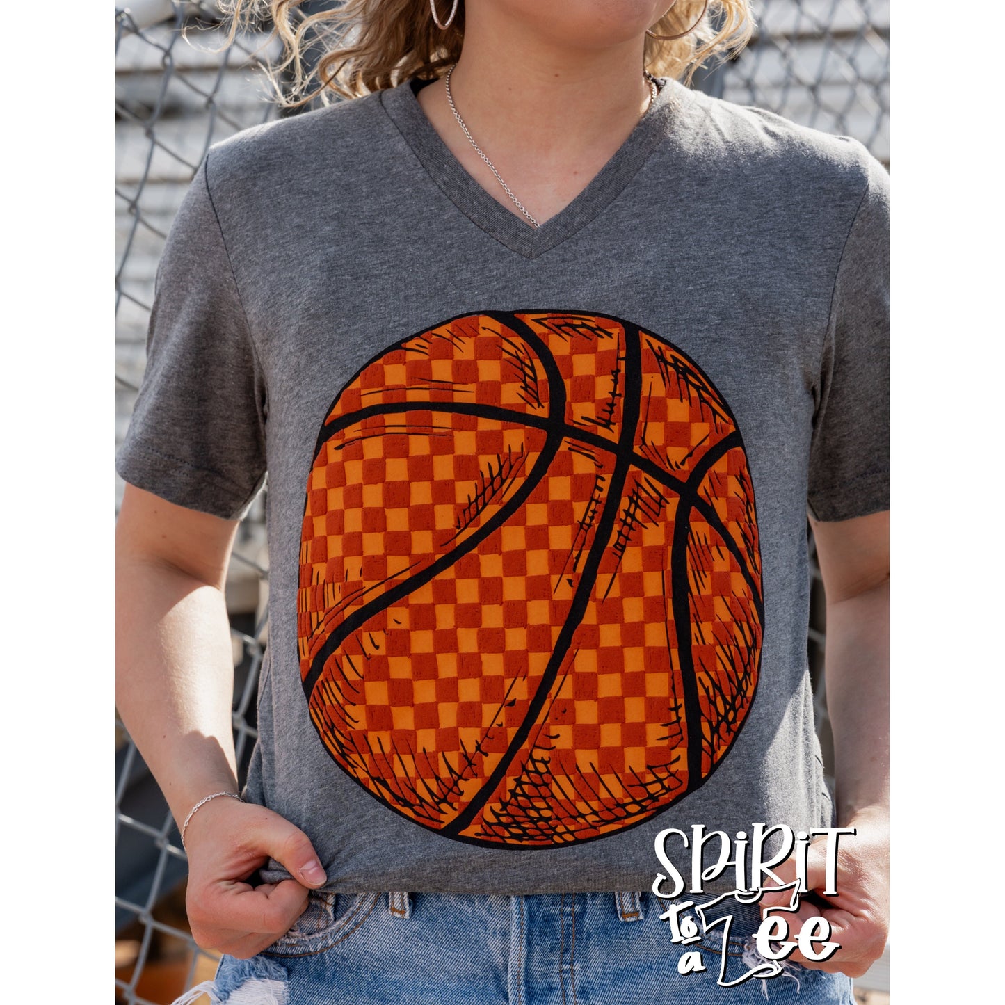 Basketball Checkered - V-Neck Basketball Tee