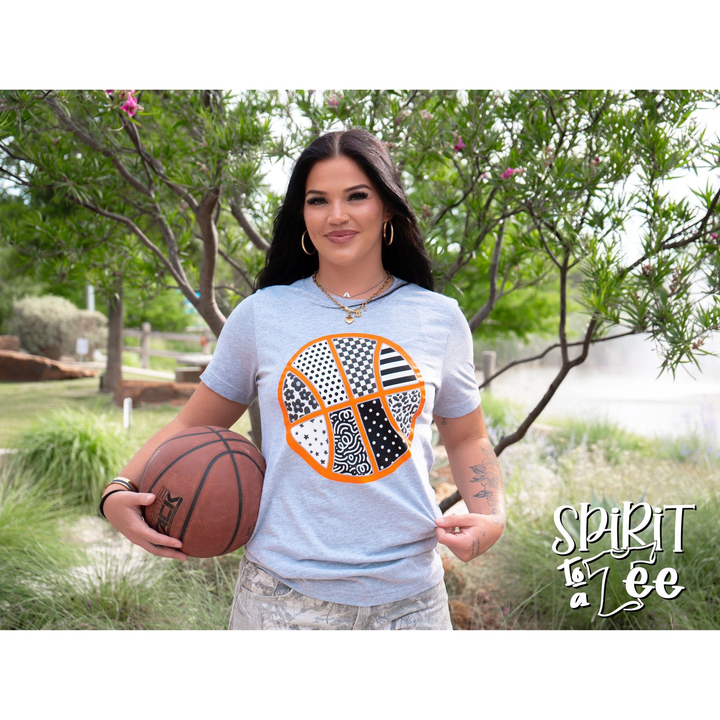Patterned Puff Basketball - Basketball Tee