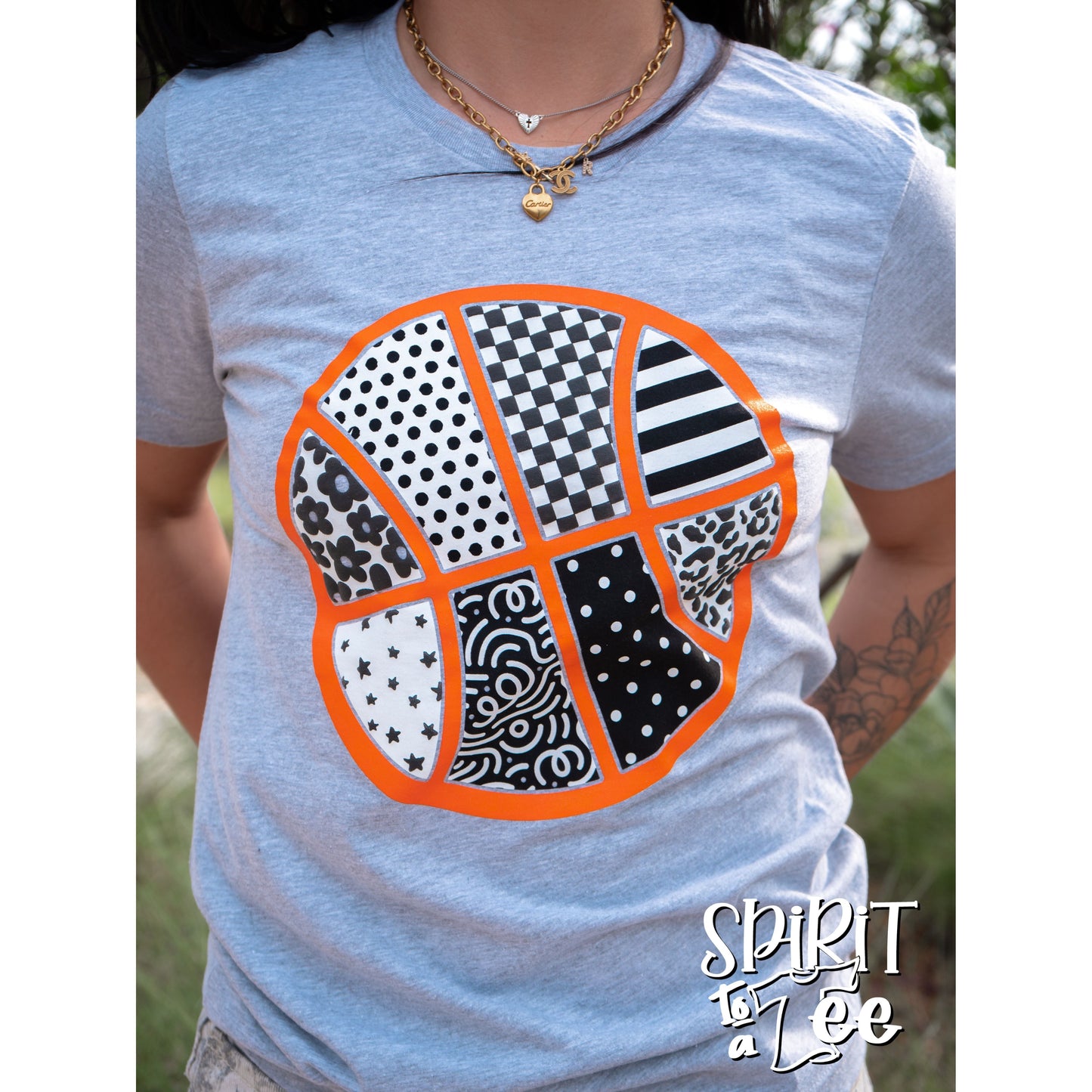 Patterned Puff Basketball - Basketball Tee