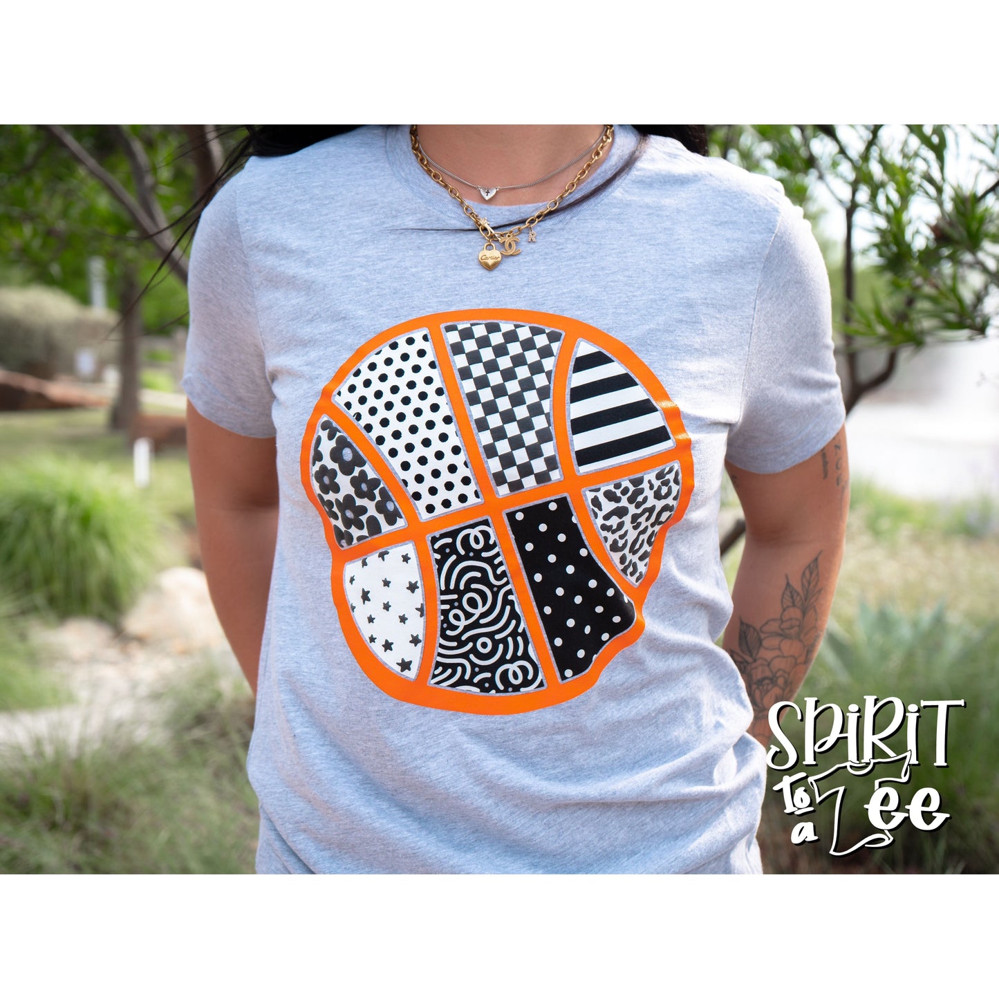 Patterned Puff Basketball - Basketball Tee