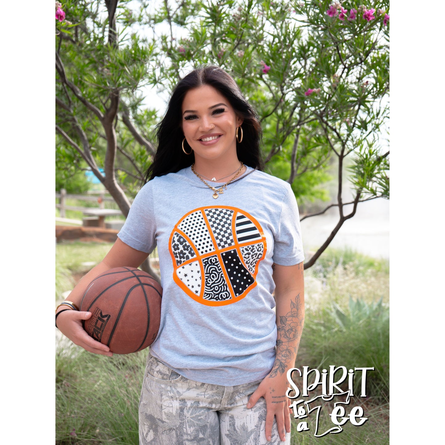 Patterned Puff Basketball - Basketball Tee