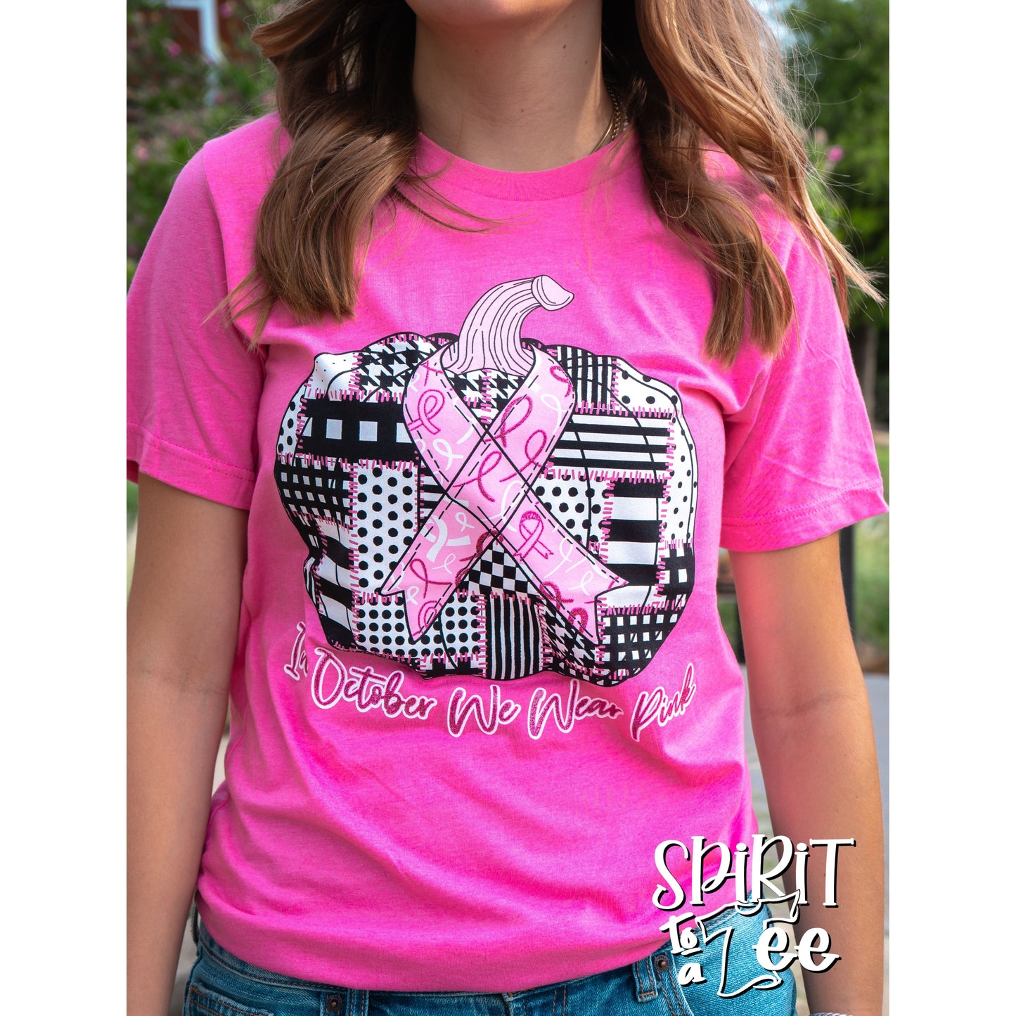 In October We Wear Patchwork Pumpkin - Cancer Tee