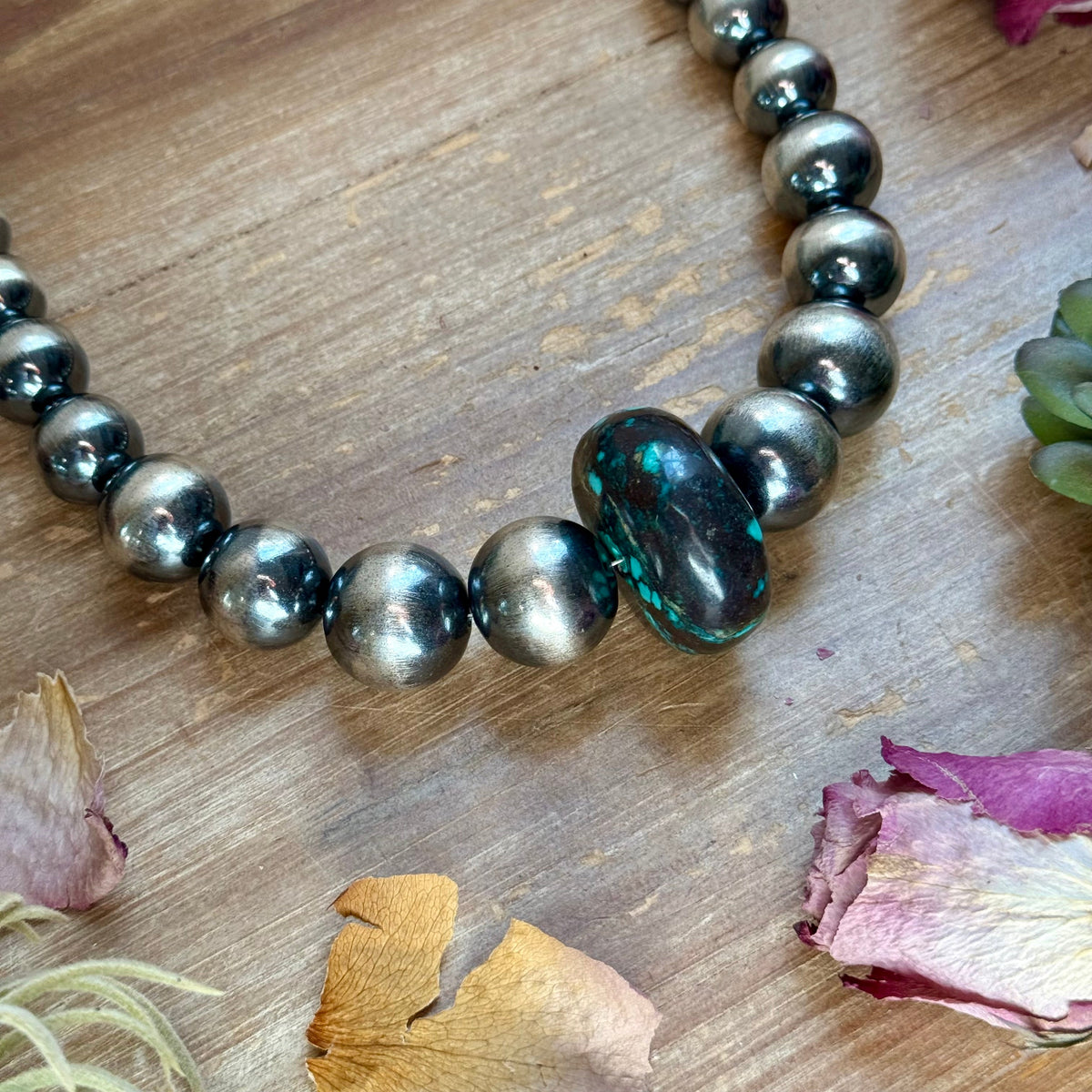 19” Graduated Turquoise Rondelle Necklace