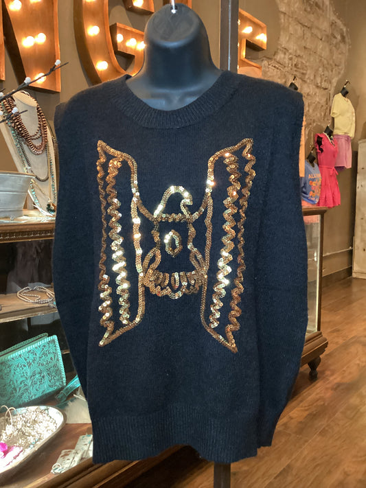 TH2086 Thunderbird Blk Vest Sweater