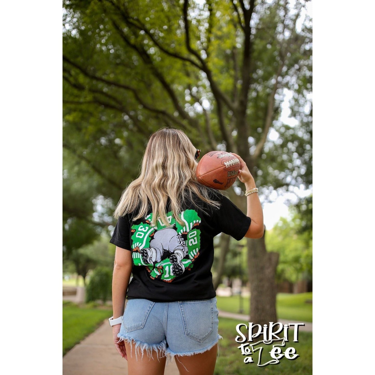 Football Player Busting Through - Football Tee