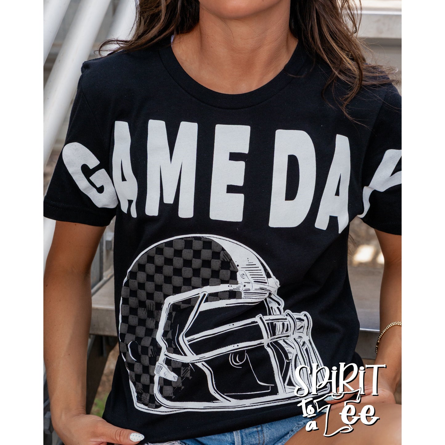 Game Day Checkered Helmet - Football Tee