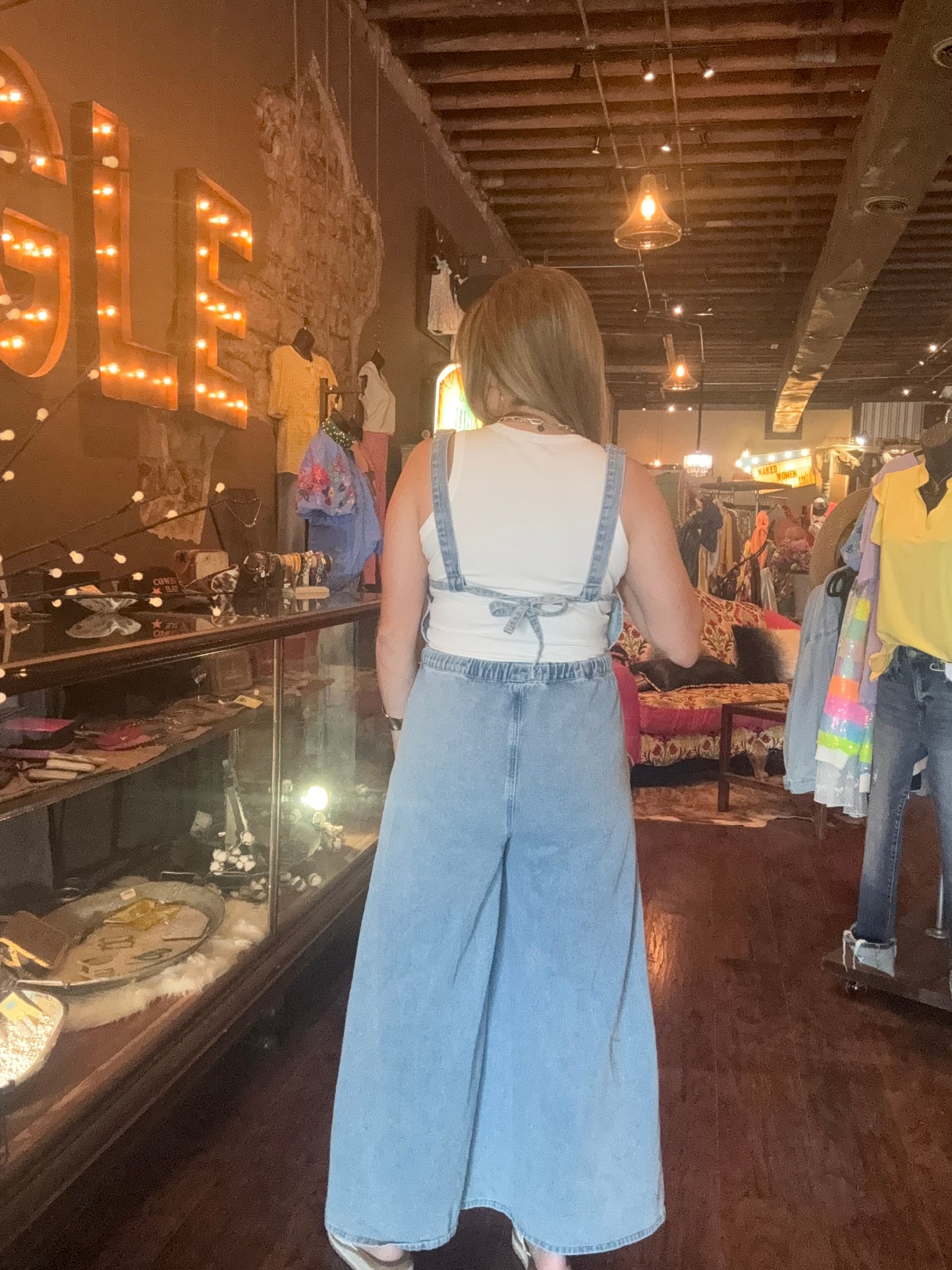 Denim Wide Leg Overall