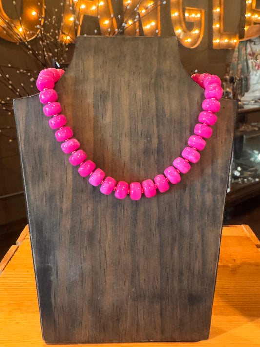 Fushia Beaded Necklace