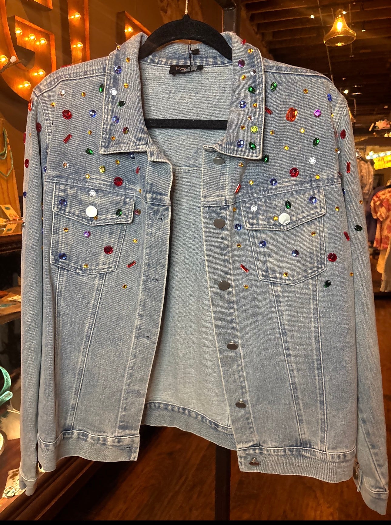 JEWEL EMBELLISHED JEAN JACKET FJ70043