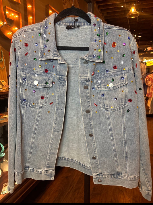 JEWEL EMBELLISHED JEAN JACKET FJ70043