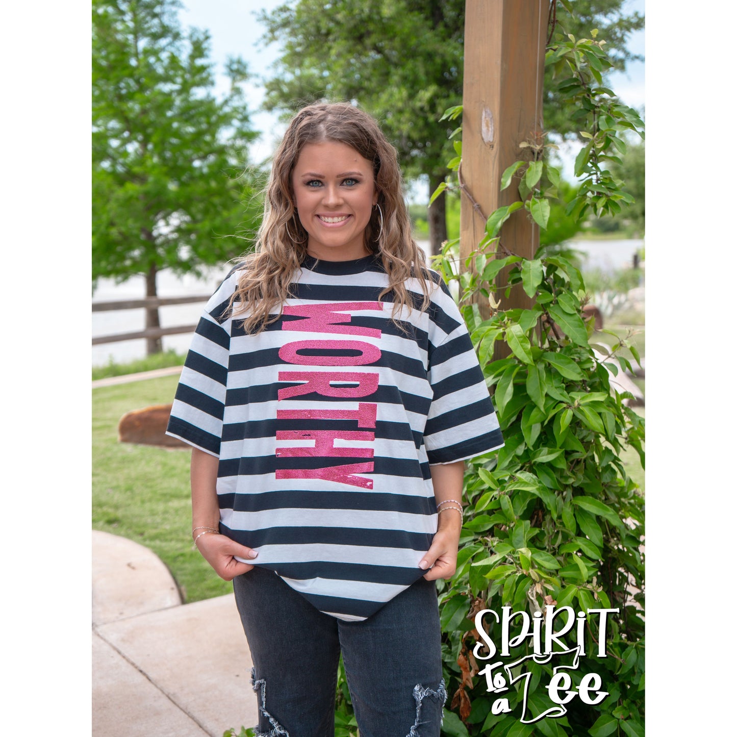 Worthy Striped Jesus Tee