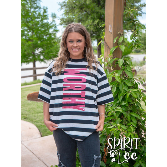 Worthy Striped Jesus Tee