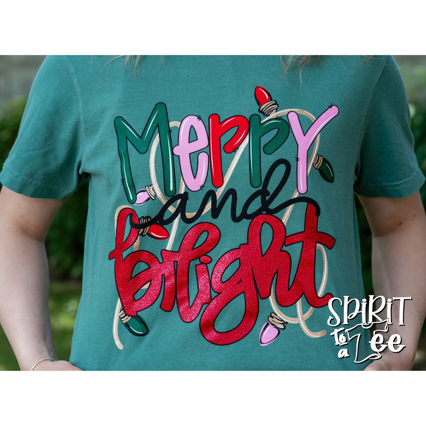 Merry & Bright - Comfort Colors Christmas Tee